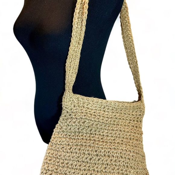 70's Woven Jute with Multicolor Patches Crossbody-Shoulder Bag, Made in Italy - Picture 7 of 8